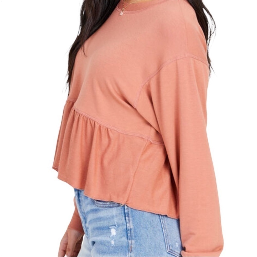ALRAR’D STATE NWT Mica Ruffle Peplum Hem Top Size Medium in New Wheat Tan - Picture 9 of 16